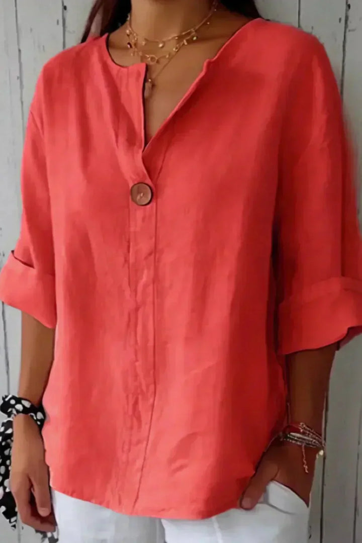 Zamma | Women's Relaxed V-Neck Blouse — Casual Chic