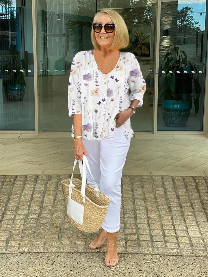 Sophie | Women's Elegant Floral Blouse — Relaxed Fit