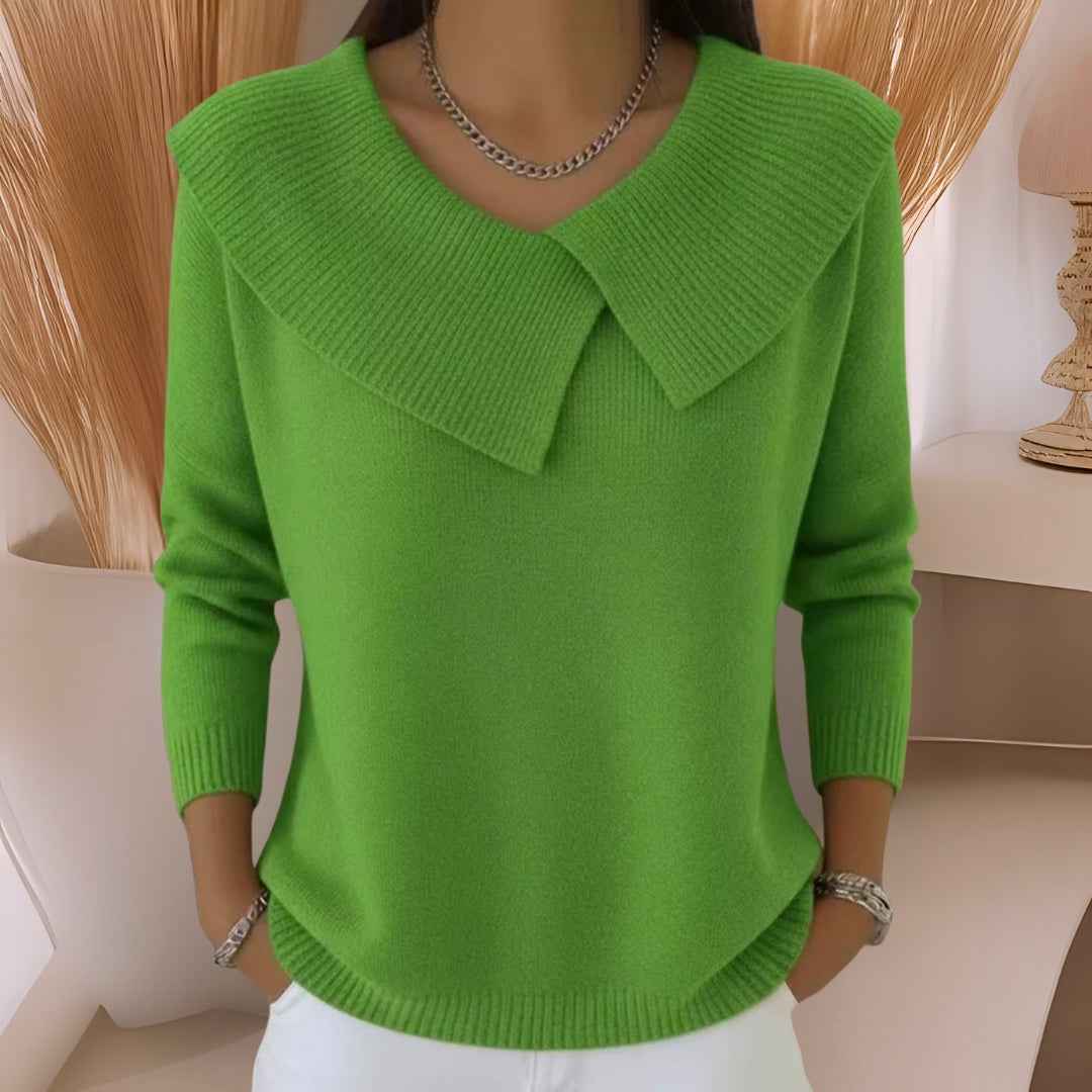 Ingrid | The Pleated-Collar Knit Sweater