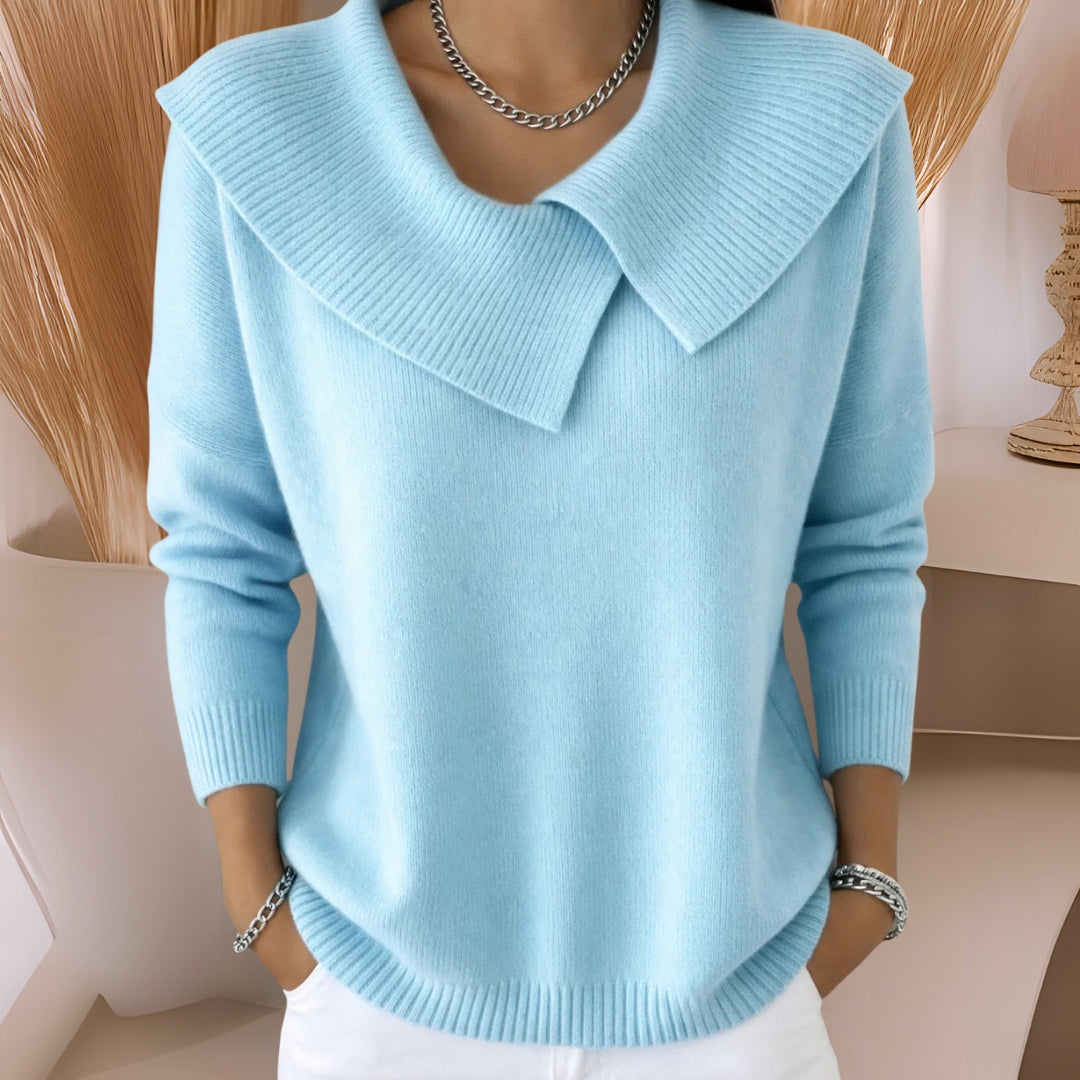 Ingrid | The Pleated-Collar Knit Sweater