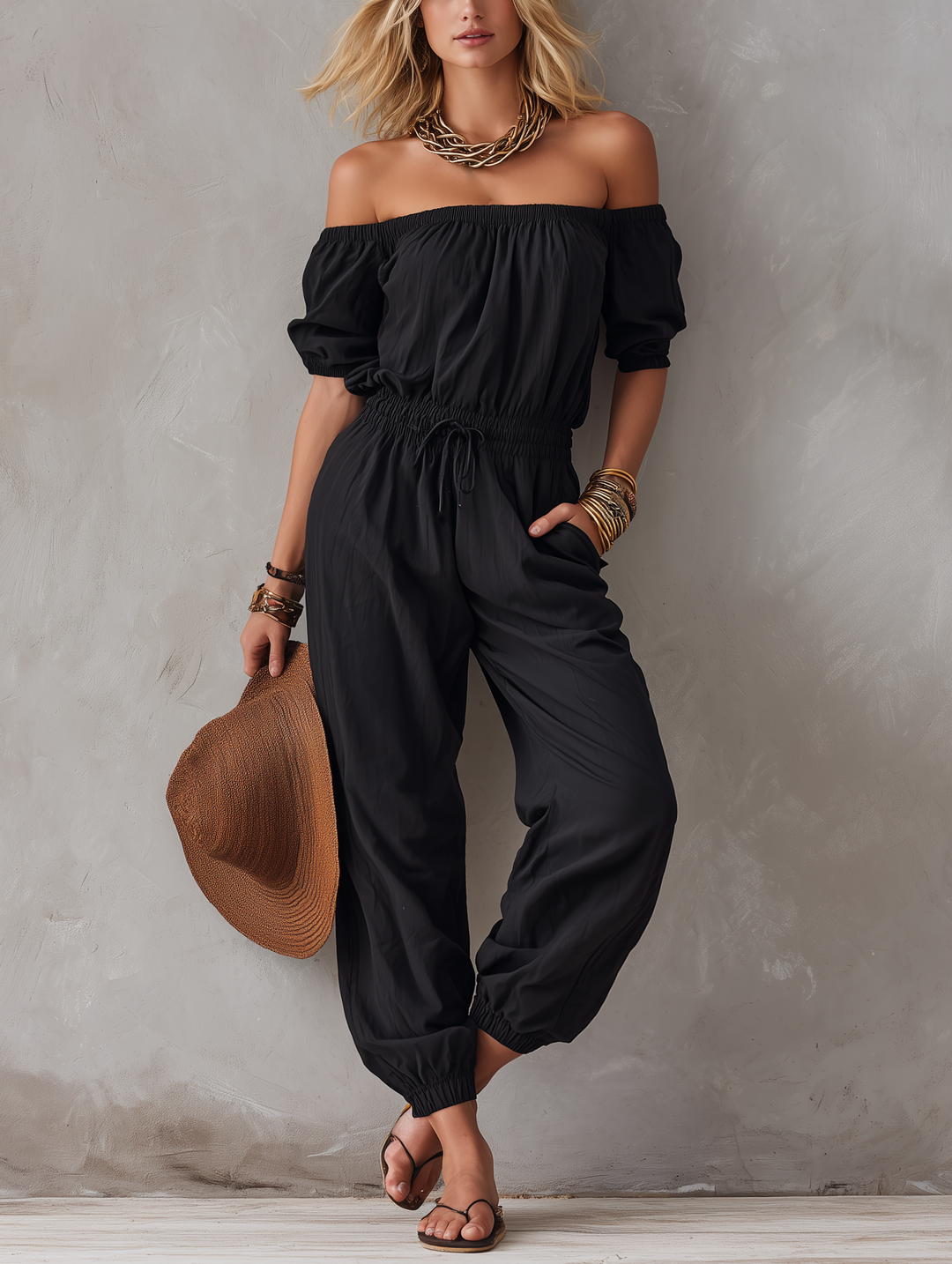 Harlow | The Sleeveless Off-Shoulder Jumpsuit