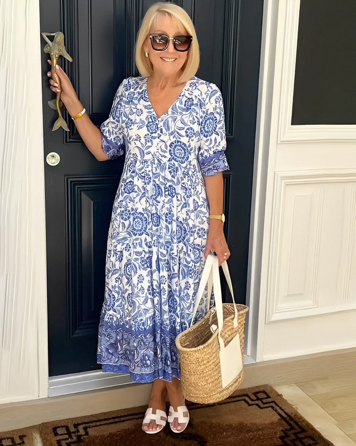 Keisha | Women's Floral Maxi Dress — V-Neck Style