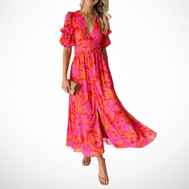 Celia | The Vibrant V-Neck Maxi