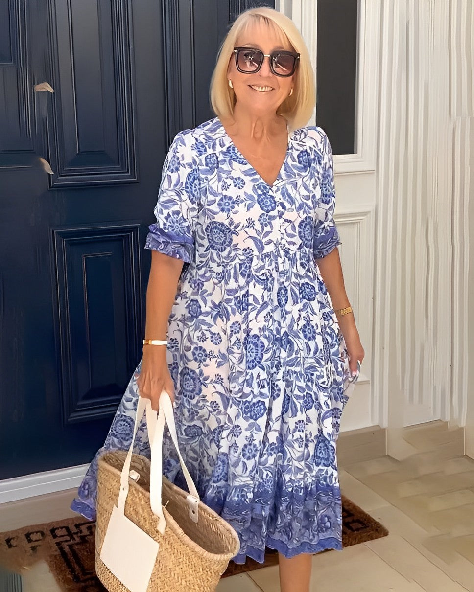 Keisha | Women's Floral Maxi Dress — V-Neck Style