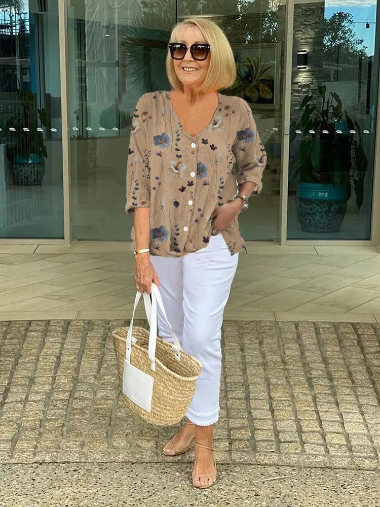 Sophie | Women's Elegant Floral Blouse — Relaxed Fit