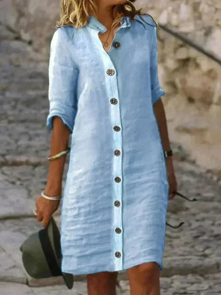 Avera | Women's Midi Shirt Dress — Relaxed A-Line Fit