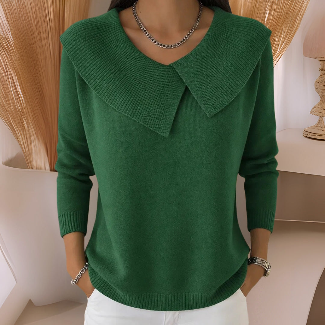 Ingrid | The Pleated-Collar Knit Sweater