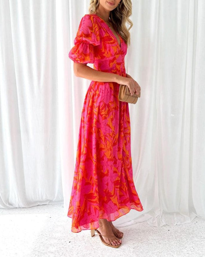 Celia | The Vibrant V-Neck Maxi
