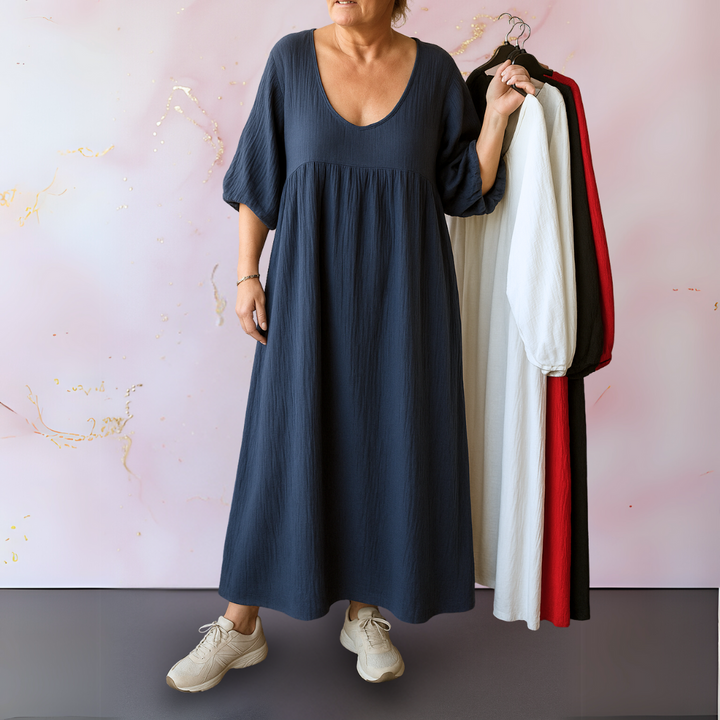 Mora - Women's V-Neck Solid Dress — Elegant Everyday Fit