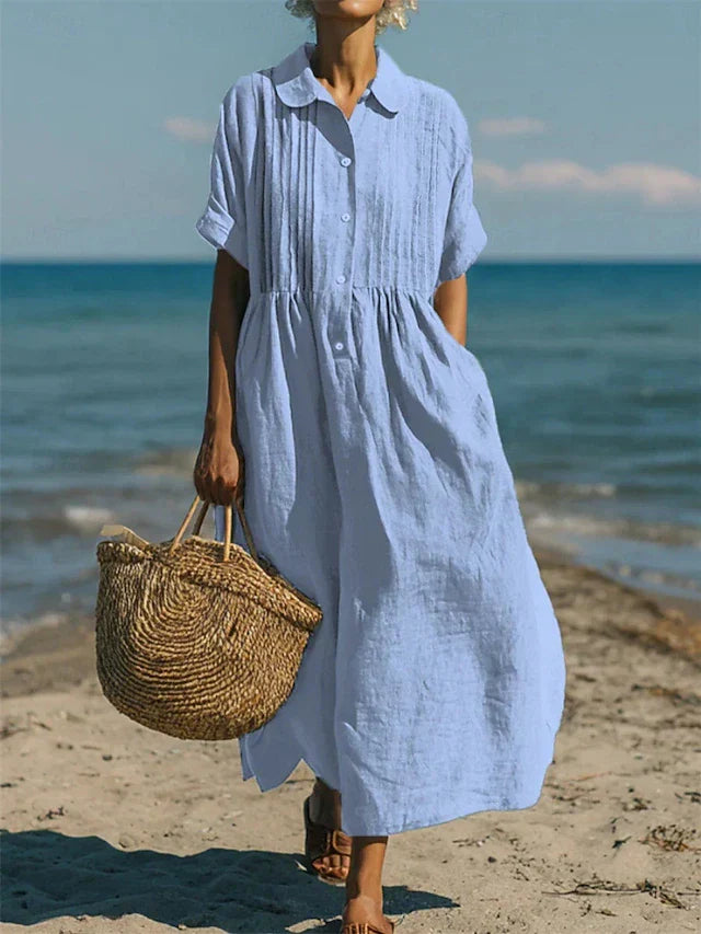 Lysandra - Women's Button-Front Shirt Dress — Relaxed Fit