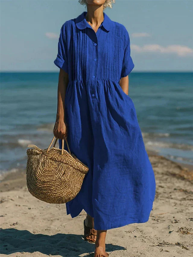 Lysandra - Women's Button-Front Shirt Dress — Relaxed Fit