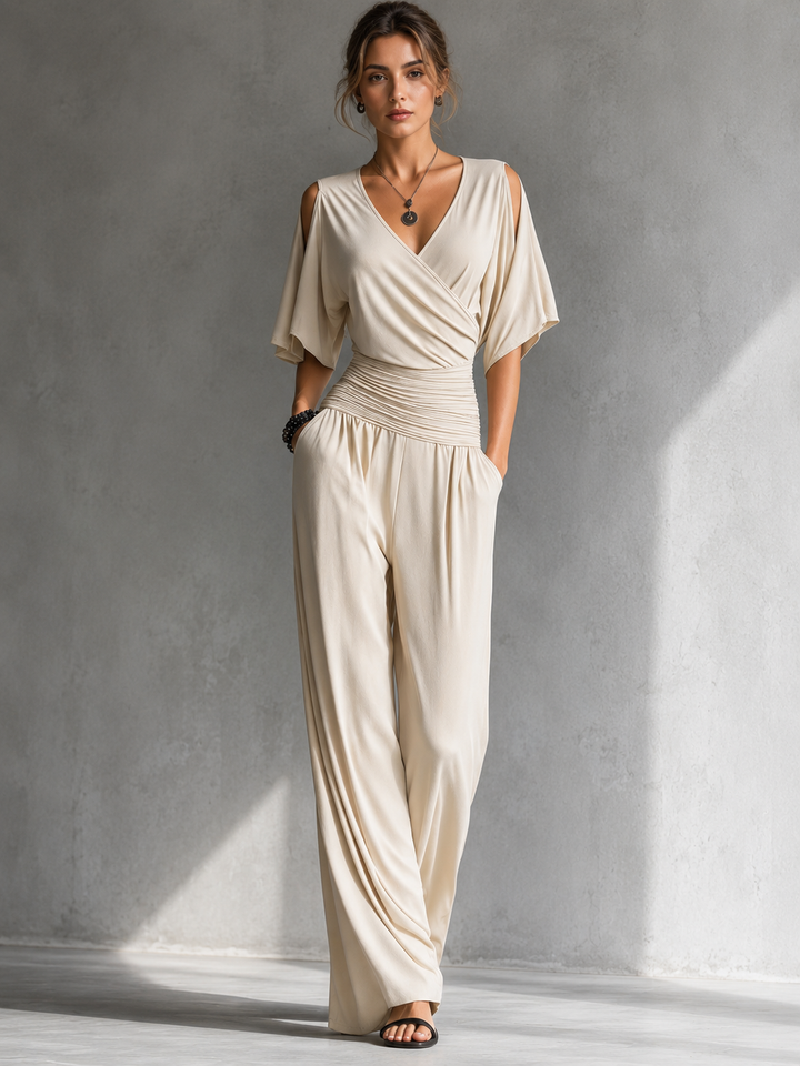 Luz | The Wrap-Front Wide-Leg Jumpsuit