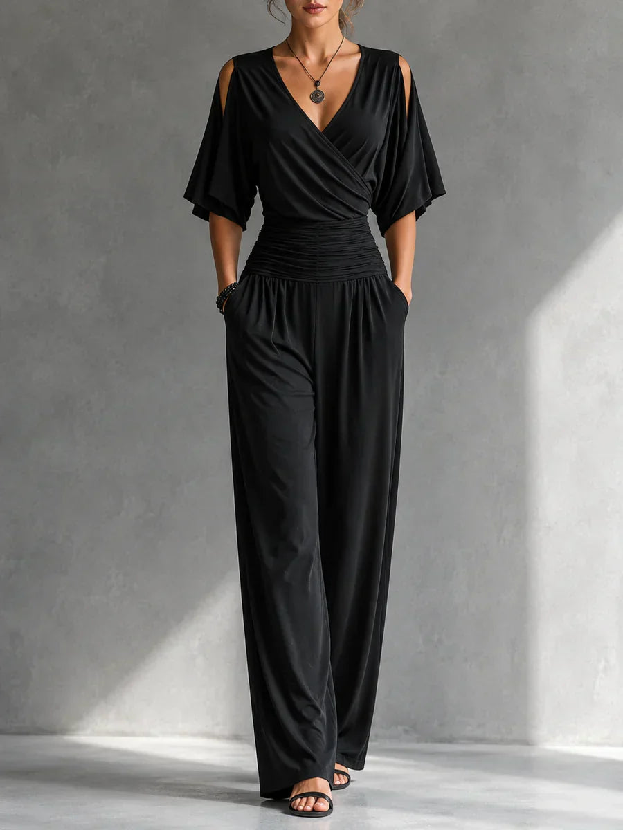 Luz | The Wrap-Front Wide-Leg Jumpsuit