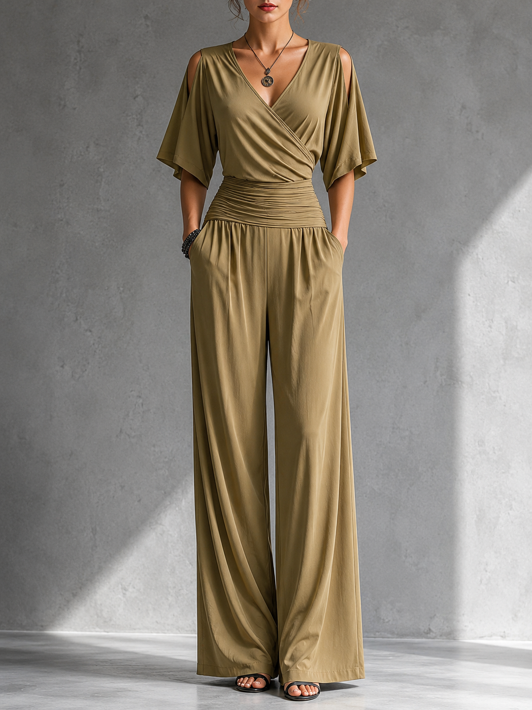 Luz | The Wrap-Front Wide-Leg Jumpsuit