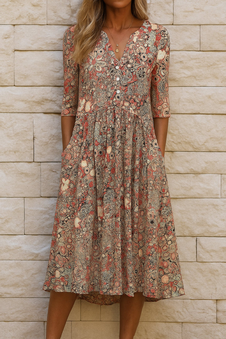Talia | The Printed V-Neck Midi