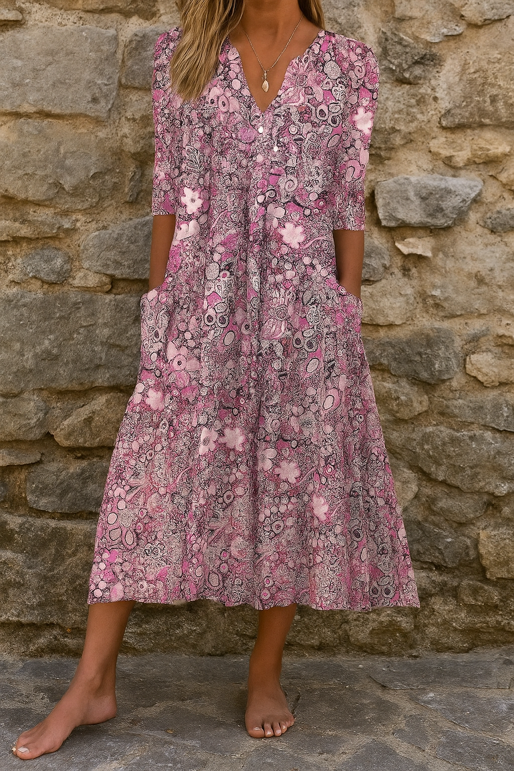 Talia | The Printed V-Neck Midi
