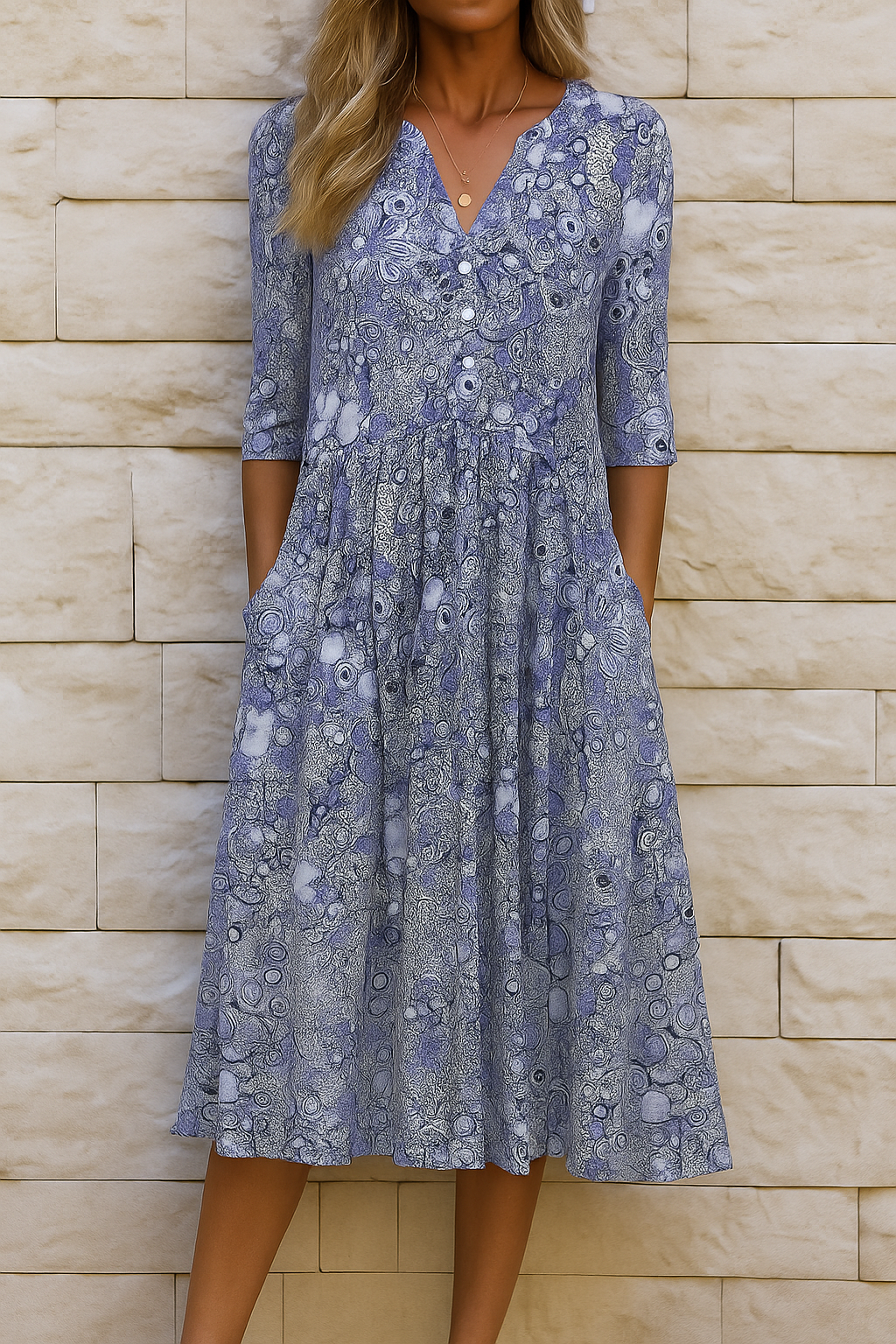 Talia | The Printed V-Neck Midi