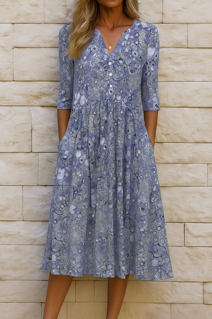 Talia | The Printed V-Neck Midi
