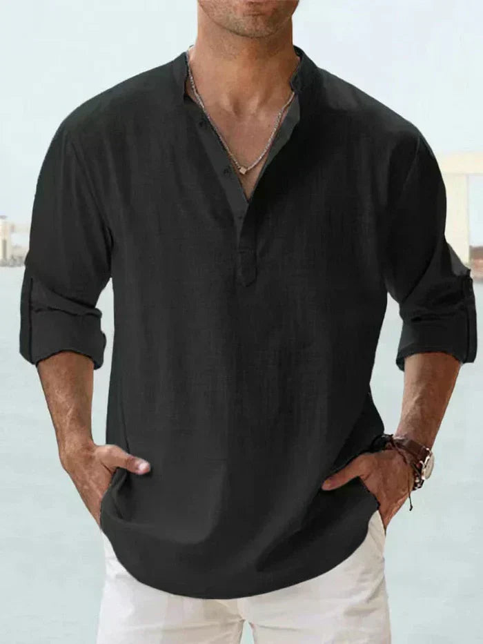 Joshua | Long Sleeve Cotton-Linen Shirt