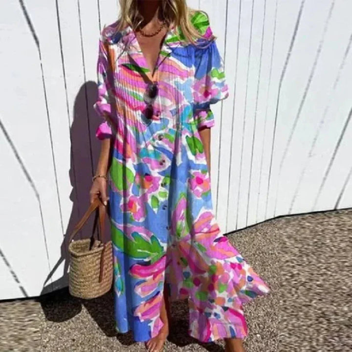 Rimmey | Women's Boho Maxi Dress — Flowy V-Neck Style