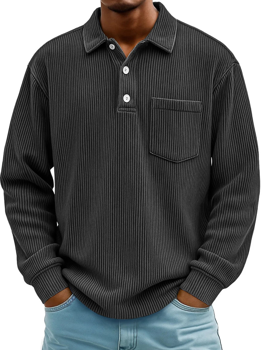 Walt | The Textured Long-Sleeve Polo