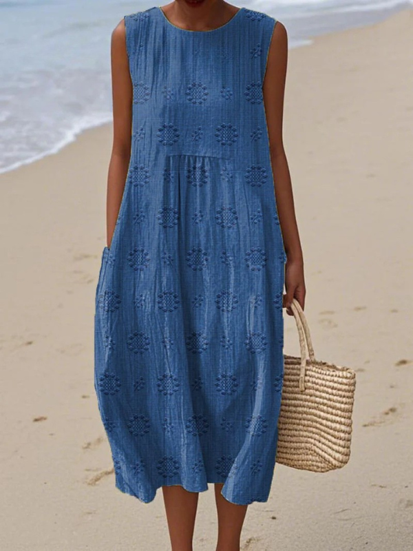 Rose™ | Women's Embroidered Midi Dress — Relaxed Floral