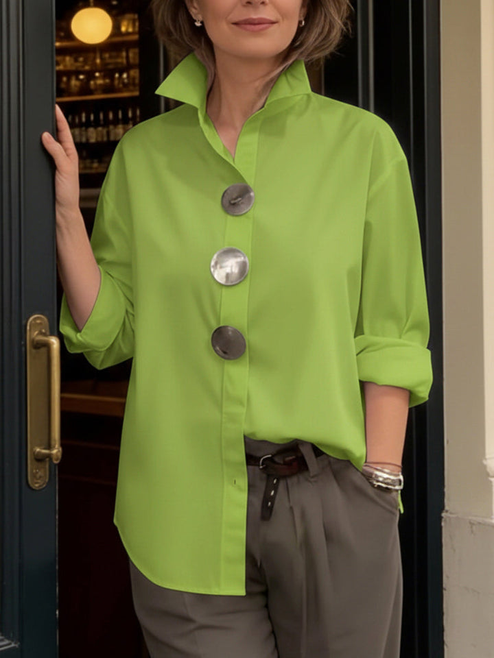 Rosaline - Women's Statement Stand Collar Blouse | Relaxed Fit