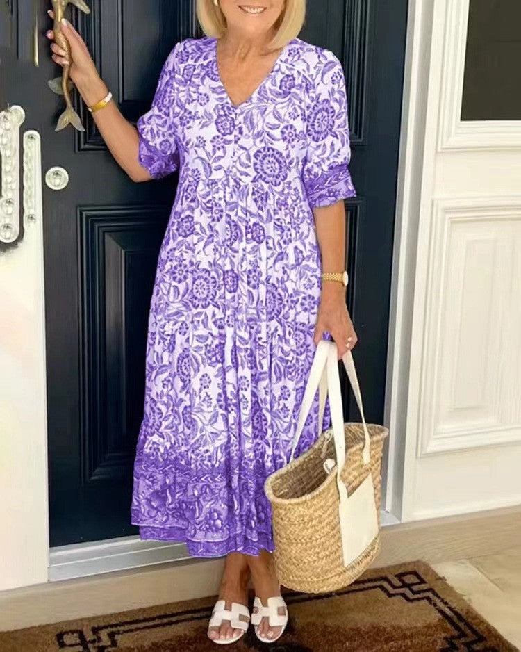 Keisha | Women's Floral Maxi Dress — V-Neck Style