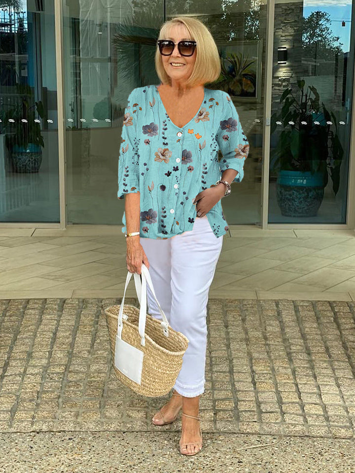 Sophie | Women's Elegant Floral Blouse — Relaxed Fit