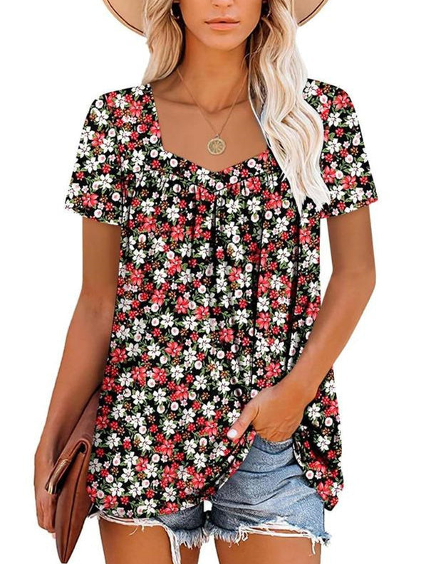 JANET | Women's Printed Short-Sleeve Top — Relaxed Fit