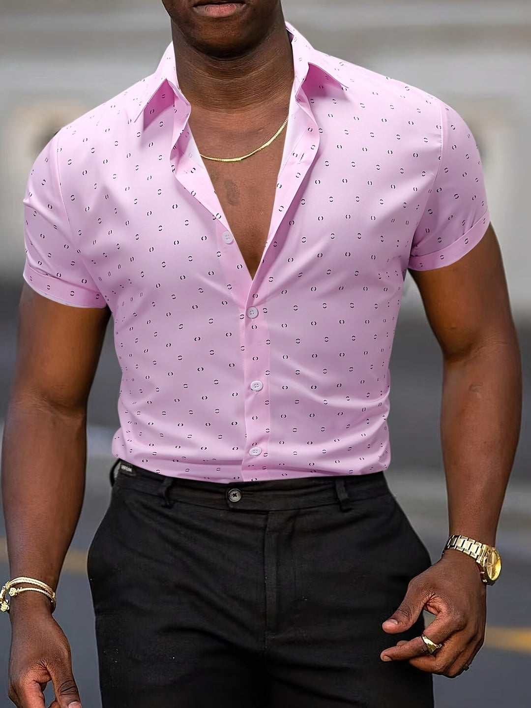 Aaron | Men's Printed Short Sleeve Shirt — Tailored Fit