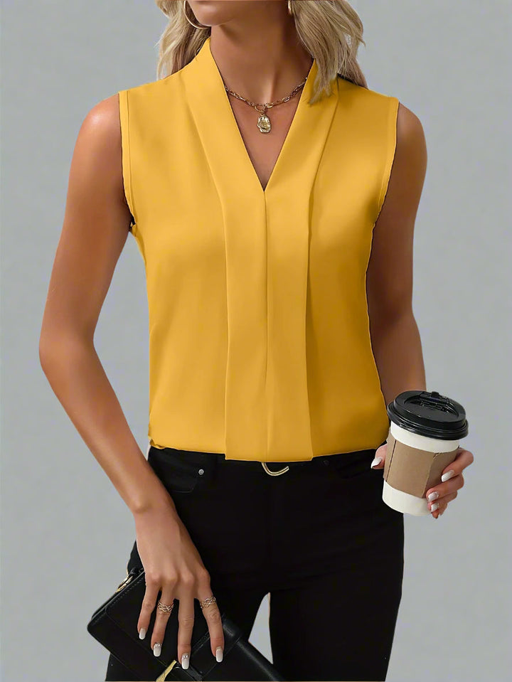 Rome | Women's Sleeveless V-Neck Blouse — Relaxed Elegant Fit