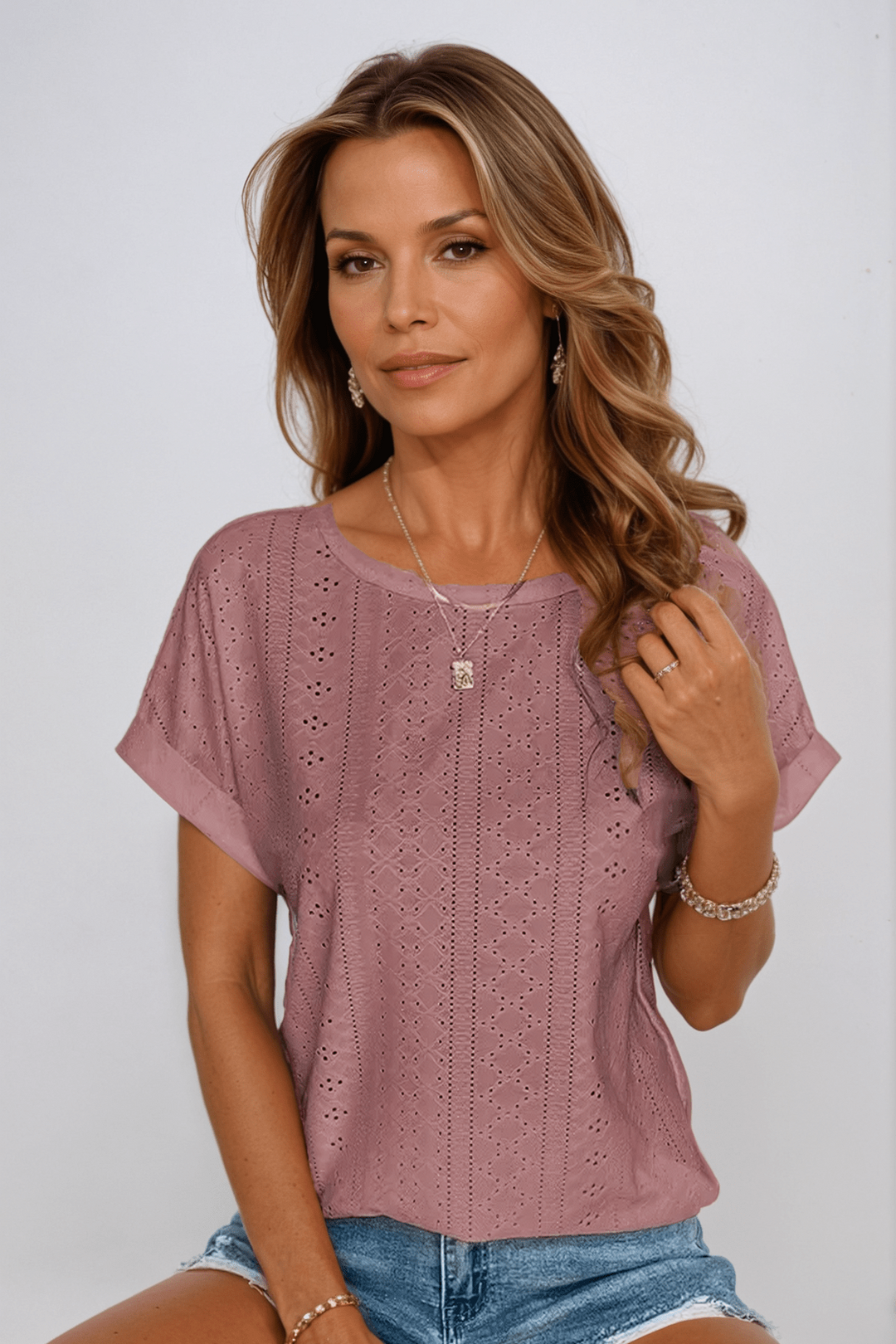 Liamo | Women's Eyelet Top — Relaxed Casual Chic