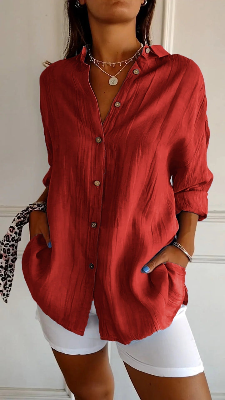 Sasha | Women's Elegant Pleated Blouse — Refined Everyday Style