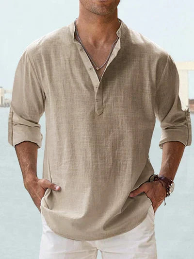 Joshua | Long Sleeve Cotton-Linen Shirt