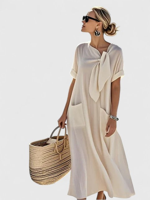 Antonina | Women's Elegant Summer Dress with Tie Neck