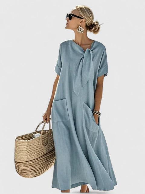 Antonina | Women's Elegant Summer Dress with Tie Neck
