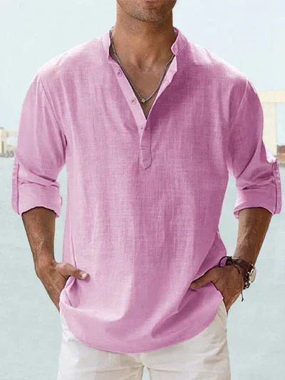 Joshua | Long Sleeve Cotton-Linen Shirt